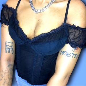 VINTAGE VICTORIA SECRET BUSTIER TOP RUFFLE SLEEVE